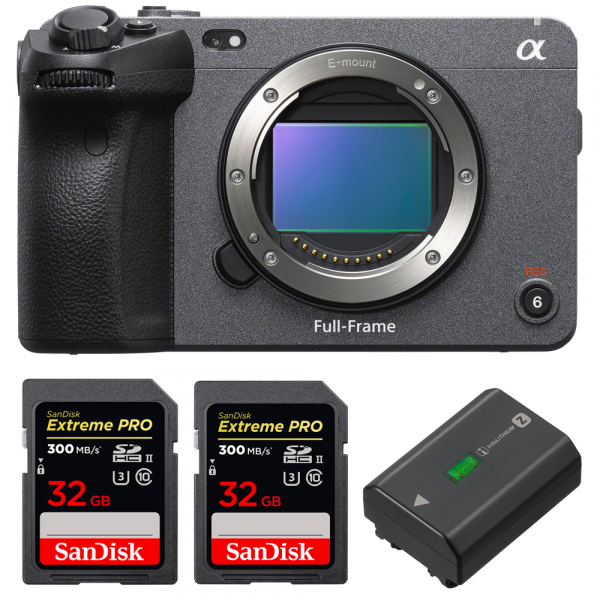 Sony FX3 Camera Cinéma + 2 SanDisk 32GB Extreme PRO UHS-II SDXC 300 MB/s + 1 Sony NP-FZ100 - Caméra compacte Plein Format-1