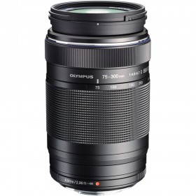 Olympus M.Zuiko Digital ED 75-300mm f/4.8-6.7 II lens with visible focal length markings Olympus M.Zuiko Digital ED 75-300mm f/4.8-6.7 II lens with visible focal length markings