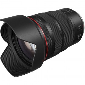 Canon RF 24-70mm f/2.8L IS USM lens with hood, ideal for full frame and APS-C cameras