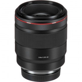 Canon RF 50mm f/1.2L USM lens at a 3/4 angle showing focus ring and RF mount