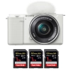 Sony ZV-E10 + 16-50mm Blanc + 3 SanDisk 1 TB Extreme PRO UHS-I 170 MB/s + Guide PDF "20 TECHNIQUES POUR RÉUSSIR VOS PHOTOS"|MCZ DIRECT