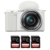 Sony ZV-E10 + 16-50mm Blanc + 3 SanDisk 512GB Extreme PRO UHS-I 170 MB/s + Guide PDF "20 TECHNIQUES POUR RÉUSSIR VOS PHOTOS"|MCZ DIRECT