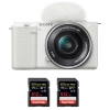 Sony ZV-E10 + 16-50mm Blanc + 2 SanDisk 512GB Extreme PRO UHS-I 170 MB/s + Guide PDF "20 TECHNIQUES POUR RÉUSSIR VOS PHOTOS"|MCZ DIRECT