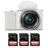 Sony ZV-E10 + 16-50mm Blanco + 3 SanDisk 64GB Extreme PRO UHS-I SDXC 170 MB/s + PDF "20 TÉCNICAS PARA MEJORAR SUS FOTOS"|MCZ DIRECT