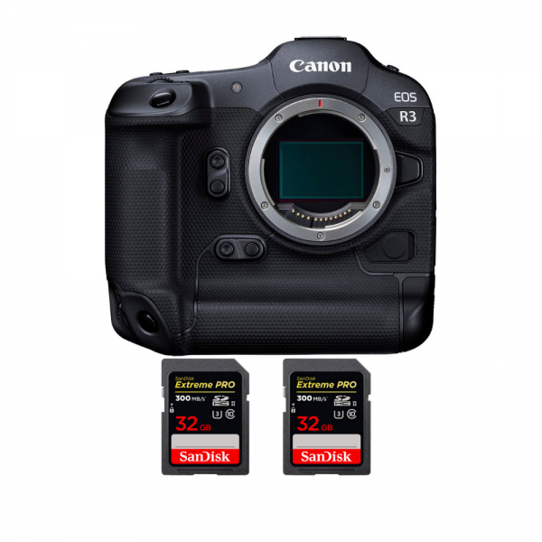 Canon EOS R3 Body + 2 SanDisk 32GB Extreme PRO UHS-II SDXC 300 MB/s Canon MIRRORLESS CAMERAS €3,726.00 MCZ DIRECT