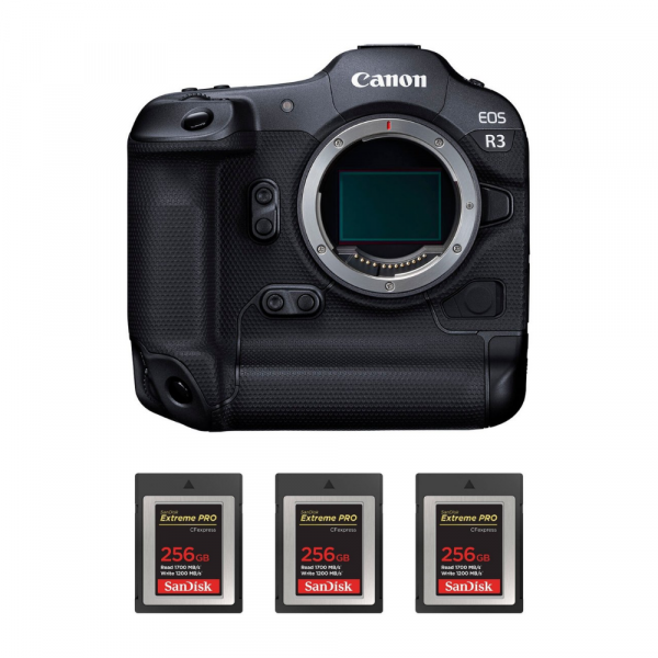 Canon EOS R3 Cuerpo + 3 SanDisk 256GB Extreme PRO CFexpress Type B-1