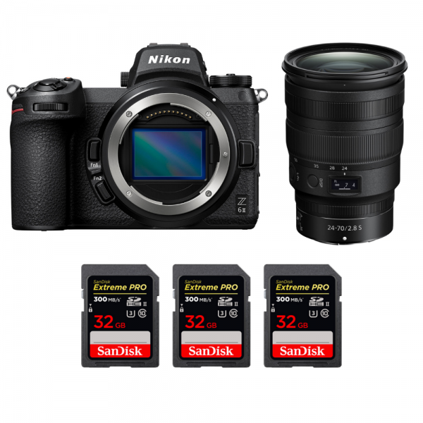 Nikon Z6 II + Z 24-70mm f/2.8 S + 3 SanDisk 32GB Extreme PRO UHS-II SDXC 300 MB/s Nikon Nikon Z 6II €2,988.00 MCZ DIRECT