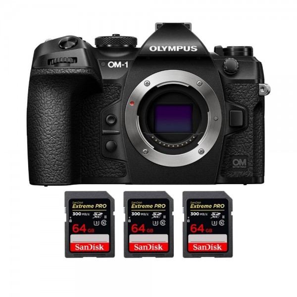 OM SYSTEM OM-1 + 3 SanDisk 64GB Extreme PRO UHS-II SDXC 300 MB/s|MCZ DIRECT