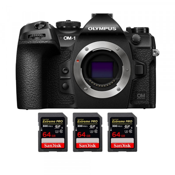 OM SYSTEM OM-1 + 3 SanDisk 64GB Extreme PRO UHS-II SDXC 300 MB/s Mirrorless camera-1