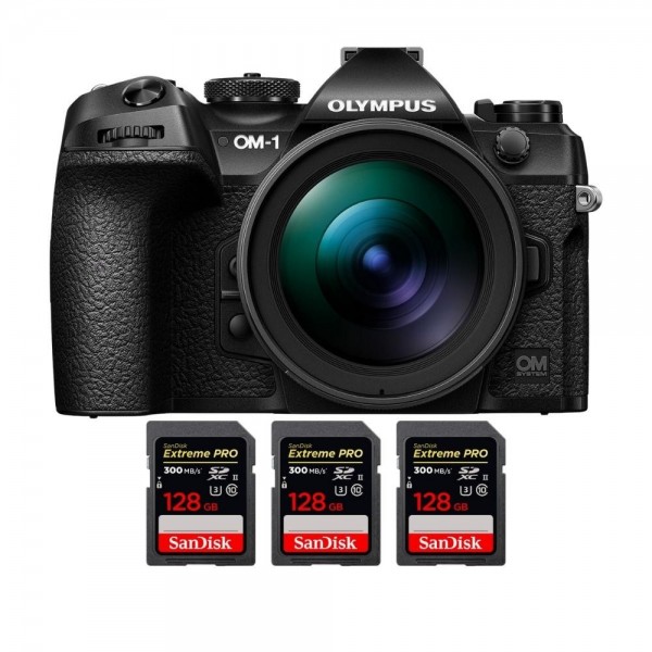OM SYSTEM OM-1 + ED 12-40mm f/2.8 PRO II + 3 SanDisk 128GB Extreme PRO UHS-II SDXC 300 MB/s - Appareil Photo Hybride|MCZ DIRECT
