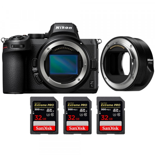 Nikon Z5 Nu + FTZ II + 3 SanDisk 32GB Extreme PRO UHS-II SDXC 300 MB/s - Appareil Photo Hybride-1