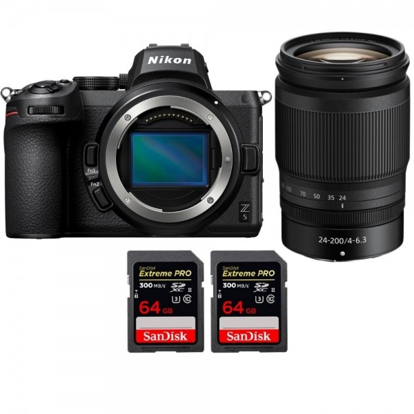 Nikon Z5 + Z 24-200mm f/4-6.3 VR + 2 SanDisk 64GB Extreme PRO UHS-II SDXC 300 MB/s - Appareil Photo Hybride|MCZ DIRECT