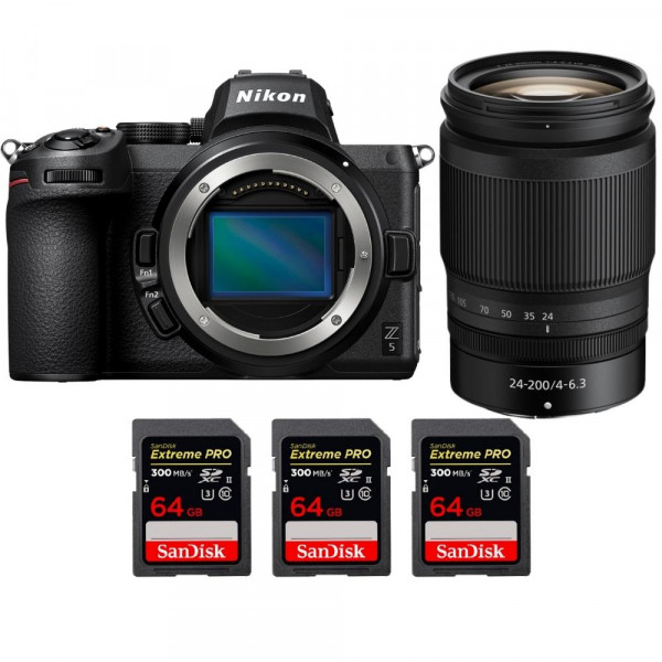 Nikon Z5 + Z 24-200mm f/4-6.3 VR + 3 SanDisk 64GB Extreme PRO UHS-II SDXC 300 MB/s - Appareil Photo Hybride-1