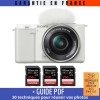 Sony ZV-E10 + 16-50mm Blanc + 3 SanDisk 256GB Extreme PRO UHS-I 170 MB/s + Guide PDF "20 TECHNIQUES POUR RÉUSSIR VOS PHOTOS"|MCZ DIRECT