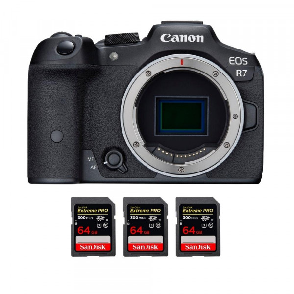 Canon EOS R7 + 3 SanDisk 64GB Extreme PRO UHS-II SDXC 300 MB/s - Cámara mirrorless-1