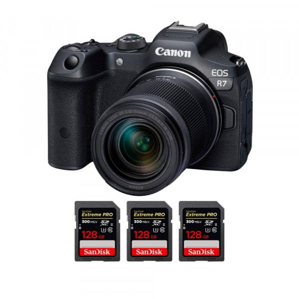 Canon EOS R7 + RF-S 18-150mm STM + 3 SanDisk 128GB Extreme PRO UHS-II SDXC 300 MB/s-1