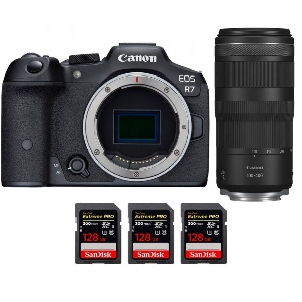 Canon EOS R7 + RF 100-400mm IS + 3 SanDisk 128GB Extreme PRO UHS-II SDXC 300 MB/s - Cámara mirrorless-1