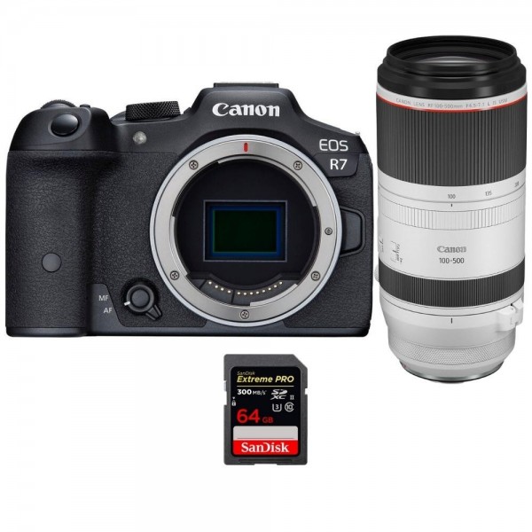 Canon EOS R7 + RF 100-500mm F4.5-7.1 L IS USM + 1 SanDisk 64GB Extreme PRO UHS-II SDXC 300 MB/s - Cámara mirrorless-1