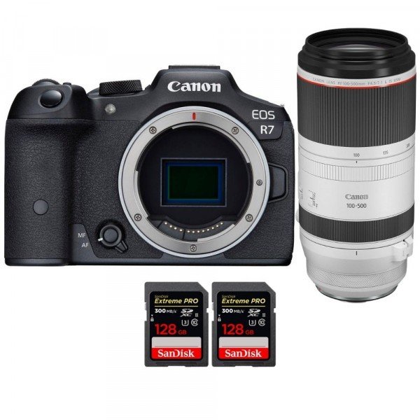 Canon EOS R7 + RF 100-500mm F4.5-7.1 L IS USM + 2 SanDisk 128GB Extreme PRO UHS-II SDXC 300 MB/s - Mirrorless APS-C camera-1