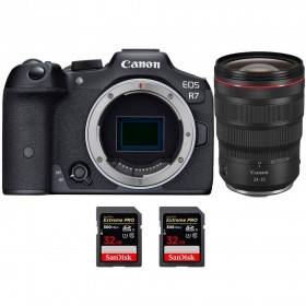 Canon EOS R7 + RF 24-70mm F2.8 L IS USM + 2 SanDis - Box contents