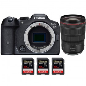 Canon EOS R7 + RF 24-70mm F2.8 L IS USM + 3 SanDis - Box contents