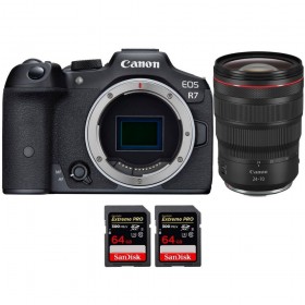 Canon EOS R7 + RF 24-70mm F2.8 L IS USM + 2 SanDis - Box contents