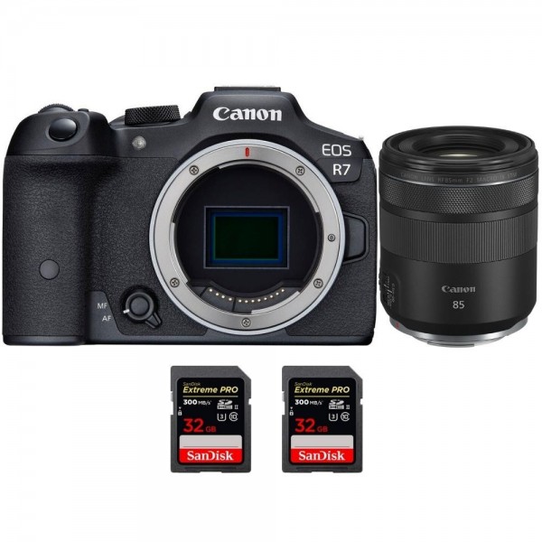 Canon EOS R7 + RF 85mm F2 Macro IS STM + 2 SanDisk 32GB Extreme PRO UHS-II SDXC 300 MB/s - Appareil Photo Hybride|MCZ DIRECT