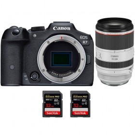 Canon EOS R7 + RF 70-200mm F2.8 L IS USM + 2 SanDi - Box contents