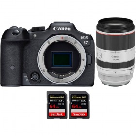 Canon EOS R7 + RF 70-200mm F2.8 L IS USM + 2 SanDi - Box contents