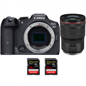 Canon EOS R7 + RF 15-35mm F2.8 L IS USM + 2 SanDis - Box contents