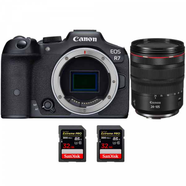 Canon EOS R7 + RF 24-105mm F4 L IS USM + 2 SanDisk 32GB Extreme PRO UHS-II SDXC 300 MB/s - Mirrorless APS-C camera-1