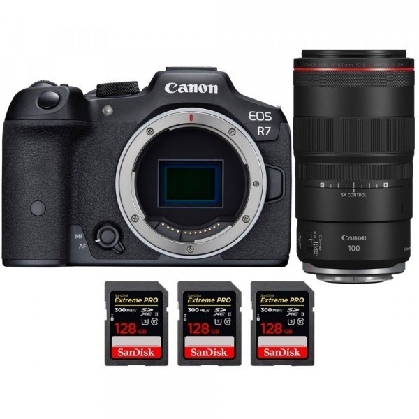 Canon EOS R7 + RF 100mm F2.8 L Macro IS USM + 3 SanDisk 128GB Extreme PRO UHS-II SDXC 300 MB/s - Cámara mirrorless-1