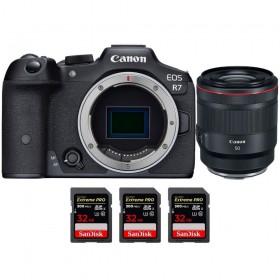 Canon EOS R7 + RF 50mm F1.2 L USM + 3 SanDisk 32GB - Box contents