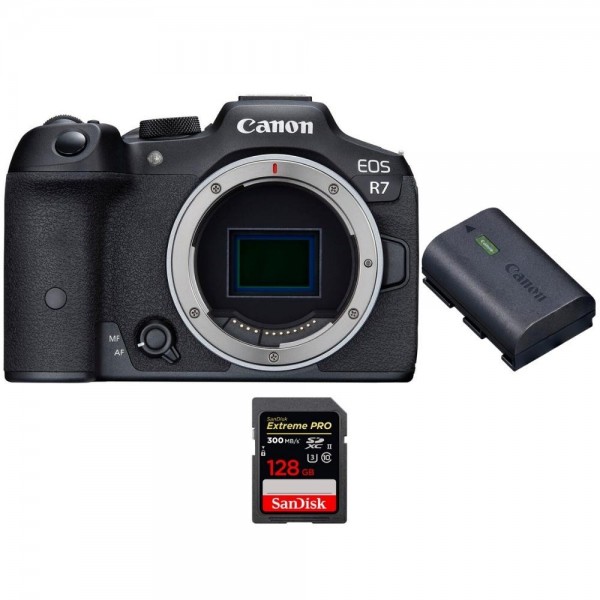 Canon EOS R7 + Canon LP-E6NH + 1 SanDisk 128GB Extreme PRO UHS-II SDXC 300 MB/s Canon Canon EOS R7 €1,302.00 MCZ DIRECT