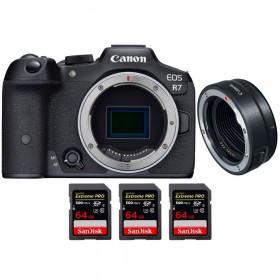 Canon EOS R7 + EF-EOS R + 3 SanDisk 64GB Extreme PRO UHS-II SDXC 300 MB/s - Appareil Photo Hybride-1