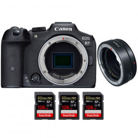 Canon EOS R7 + EF-EOS R + 3 SanDisk 128GB Extreme PRO UHS-II SDXC 300 MB/s - Appareil Photo Hybride-1