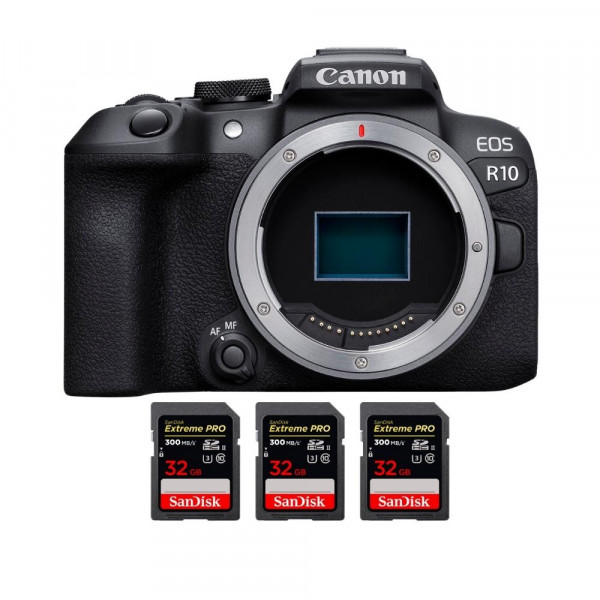 Canon EOS R10 + 3 SanDisk 32GB Extreme PRO UHS-II SDXC 300 MB/s - Cámara evil APS-C-1