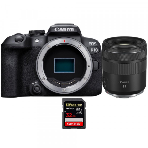 Canon EOS R10 + RF 85mm F2 Macro IS STM + 1 SanDisk 32GB Extreme PRO UHS-II SDXC 300 MB/s - Cámara evil APS-C-1