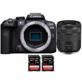 Canon EOS R10 + RF 85mm F2 Macro IS STM + 2 SanDisk 64GB Extreme PRO UHS-II SDXC 300 MB/s - Cámara evil APS-C-1