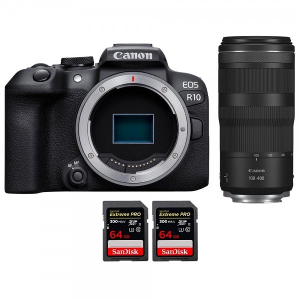 Canon EOS R10 + RF 100-400mm F5.6-8 IS USM + 2 SanDisk 64GB Extreme PRO UHS-II SDXC 300 MB/s - Cámara evil APS-C-1