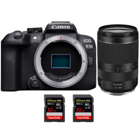 Canon EOS R10 + RF 24-240mm F4-6.3 IS USM + 2 SanDisk 32GB Extreme PRO UHS-II SDXC 300 MB/s - Appareil Photo Hybride APS-C-1