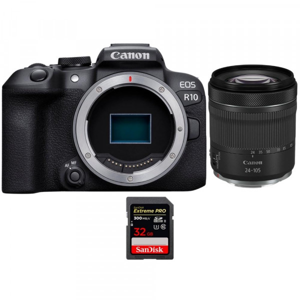 Canon EOS R10 + RF 24-105mm F4-7.1 IS STM + 1 SanDisk 32GB Extreme PRO UHS-II SDXC 300 MB/s - Appareil Photo Hybride APS-C-1