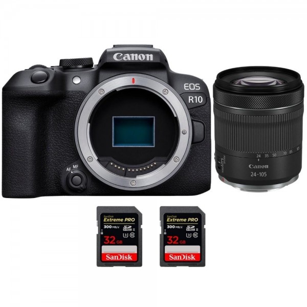 Canon EOS R10 + RF 24-105mm F4-7.1 IS STM + 2 SanDisk 32GB Extreme PRO UHS-II SDXC 300 MB/s - Appareil Photo Hybride APS-C-1