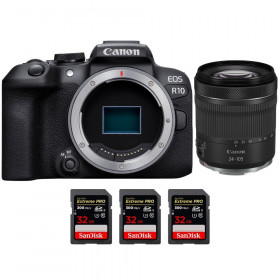 Canon EOS R10 + RF 24-105mm F4-7.1 IS STM + 3 SanDisk 32GB Extreme PRO UHS-II SDXC 300 MB/s - Cámara evil APS-C-1