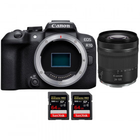 Canon EOS R10 + RF 24-105mm F4-7.1 IS STM + 2 SanDisk 64GB Extreme PRO UHS-II SDXC 300 MB/s - Appareil Photo Hybride APS-C-1