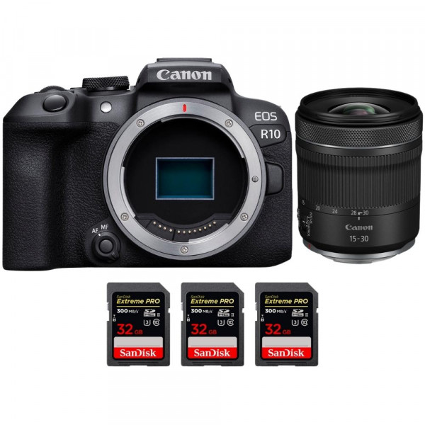 Canon EOS R10 + RF 15-30mm F4.5-6.3 IS STM + 3 SanDisk 32GB Extreme PRO UHS-II SDXC 300 MB/s-1