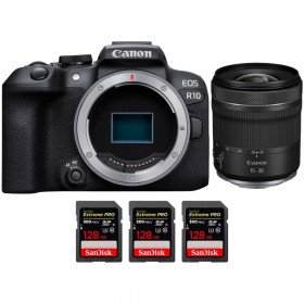 Canon EOS R10 + RF 15-30mm F4.5-6.3 IS STM + 3 SanDisk 128GB Extreme PRO UHS-II SDXC 300 MB/s - Cámara evil APS-C-1