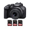 Canon EOS R10 + RF-S 18-45mm F4.5-6.3 IS STM + 3 SanDisk 32GB Extreme PRO UHS-II SDXC 300 MB/s - Appareil Photo Hybride APS-C|MCZ DIRECT