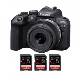 Canon EOS R10 + RF-S 18-45mm F4.5-6.3 IS STM + 3 SanDisk 64GB Extreme PRO UHS-II SDXC 300 MB/s - Cámara evil APS-C-1