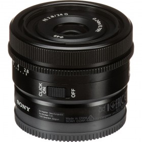 Sony FE 24mm F2.8 G lens with smooth black finish and focus ring